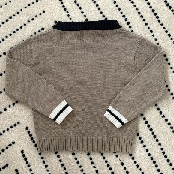 Vintage Kids Happy Fella Neutral Striped Preppy Sweater Size 4 - Picture 3 of 3